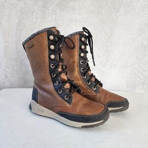 Chaco Tall Boots Womens Size 6.5 Waterproof Brown Leather Fleece Lined Borealis